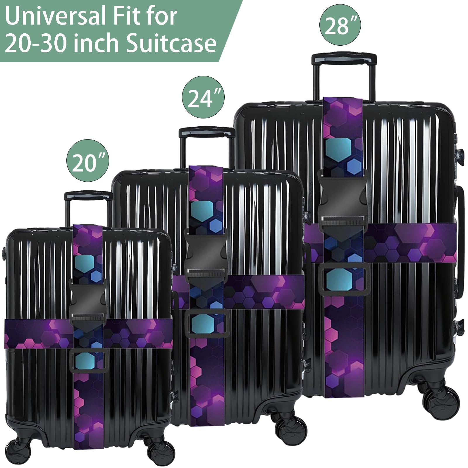 **Secure Adjustable Purple Luggage Straps for Suitcases – 2 Pack | Durable Polyester Travel Belts for Luggage Security | Stylish & Easy-to-Recognize Design | Perfect for Airports, Train Travel & Vacation Packing**