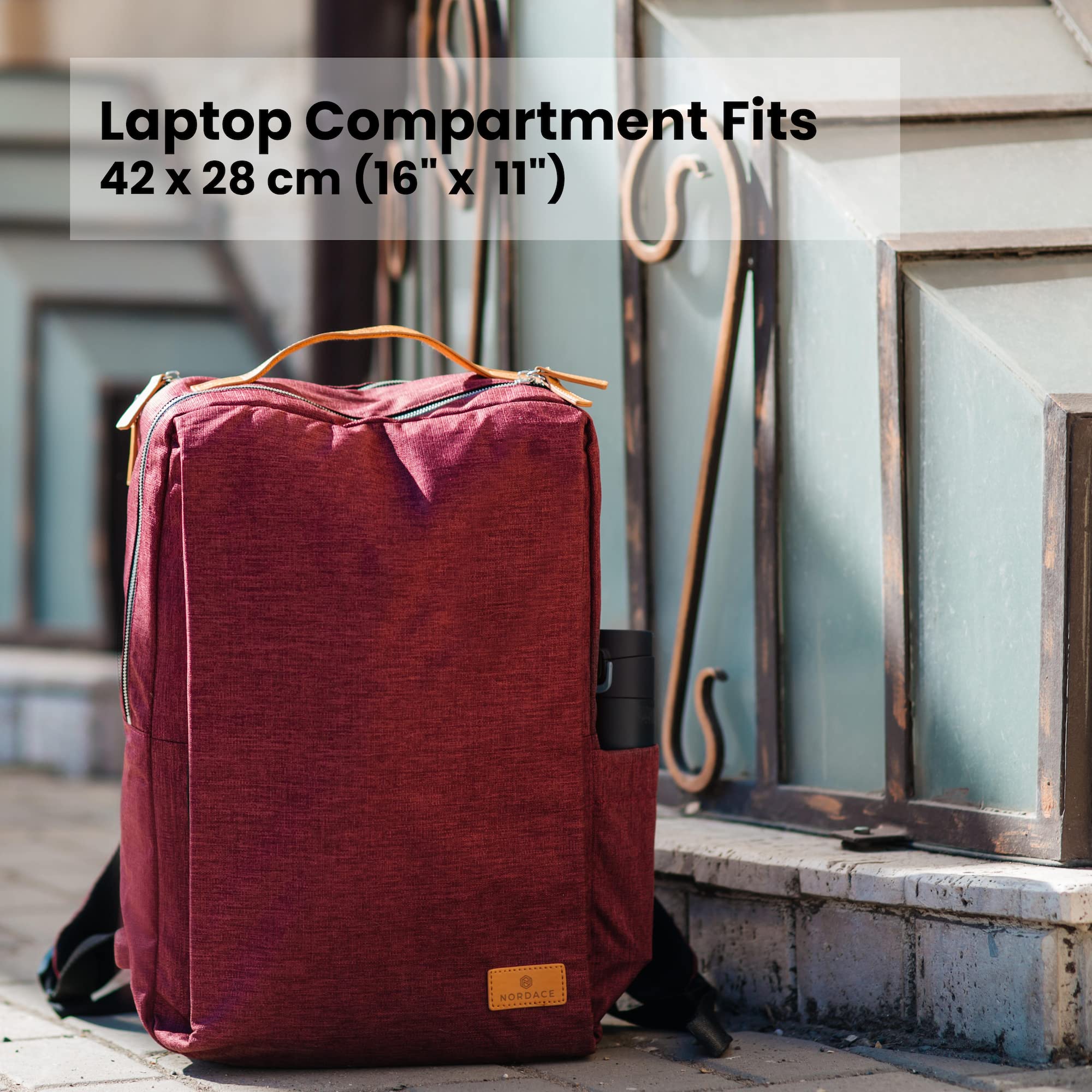 Nordace Siena Smart Backpack with USB Charging Port - 15.6 Inch Laptop Backpack for Men & Women, 19L Lightweight Travel Backpack for Work, School, Commuting & Everyday Use (Red) - Perfect for Business Trips, College Students & Office Professionals