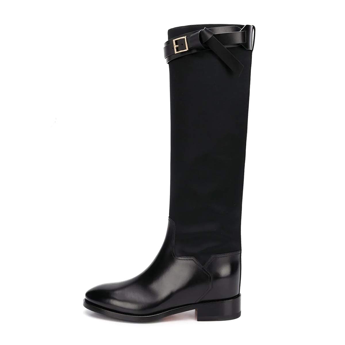 Trendy Women's Round Toe Chunky Low Heel Knee High Riding Boots with Side Zipper - Stylish Patchwork Long Winter Boots for Casual Outfits, Office Wear & Holiday Parties