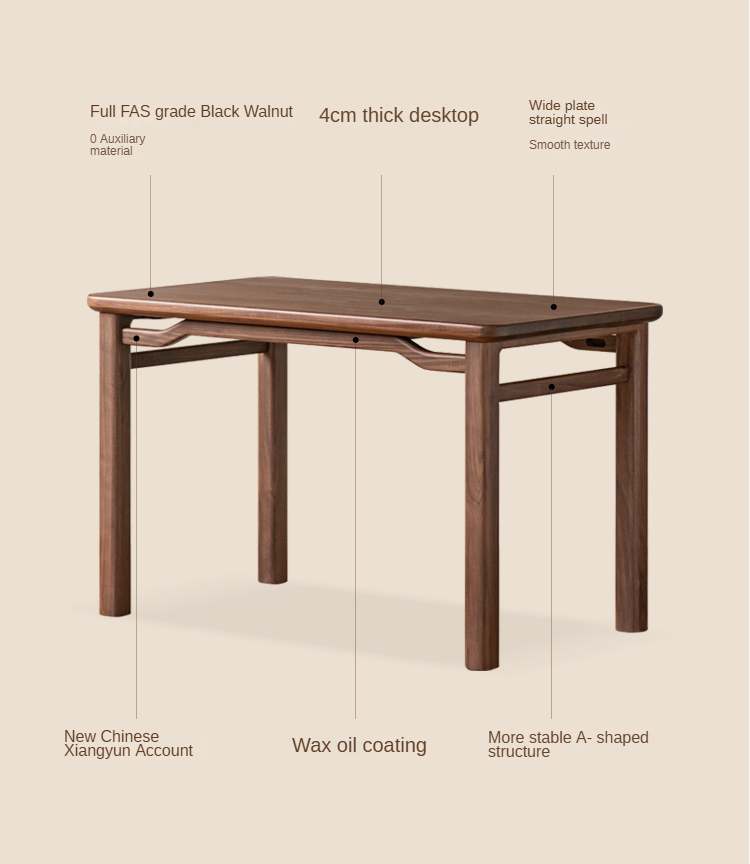 Premium Black Walnut & Ash Solid Wood Tea Table - Rustic Modern Coffee Table for Living Room, Lounge, or Office - Handcrafted Hardwood Furniture for Home Decor