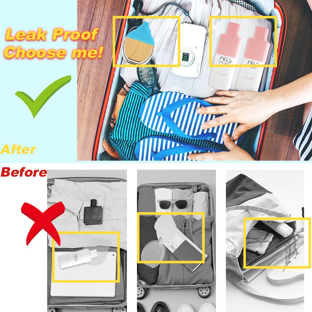 Reusable Silicone Elastic Sleeves for Leak Proof Travel Containers - Kitchen, Toiletries & Ice Box Accessories for Home & Luggage Organization | Perfect for Camping, Road Trips & Air Travel