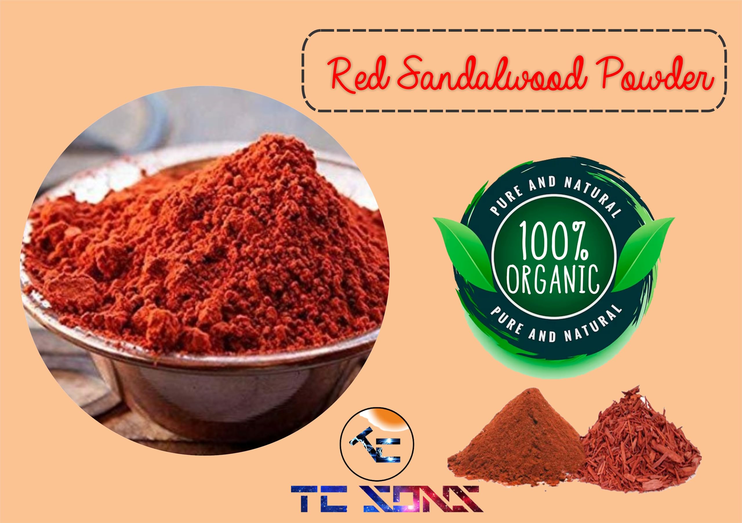 Pure Red Sandalwood Powder (Rakt Chandan) - 50g Natural Lal Chandan for Skin Care, Ayurvedic Beauty & Pooja Rituals | Glowing Complexion & Spiritual Ceremonies