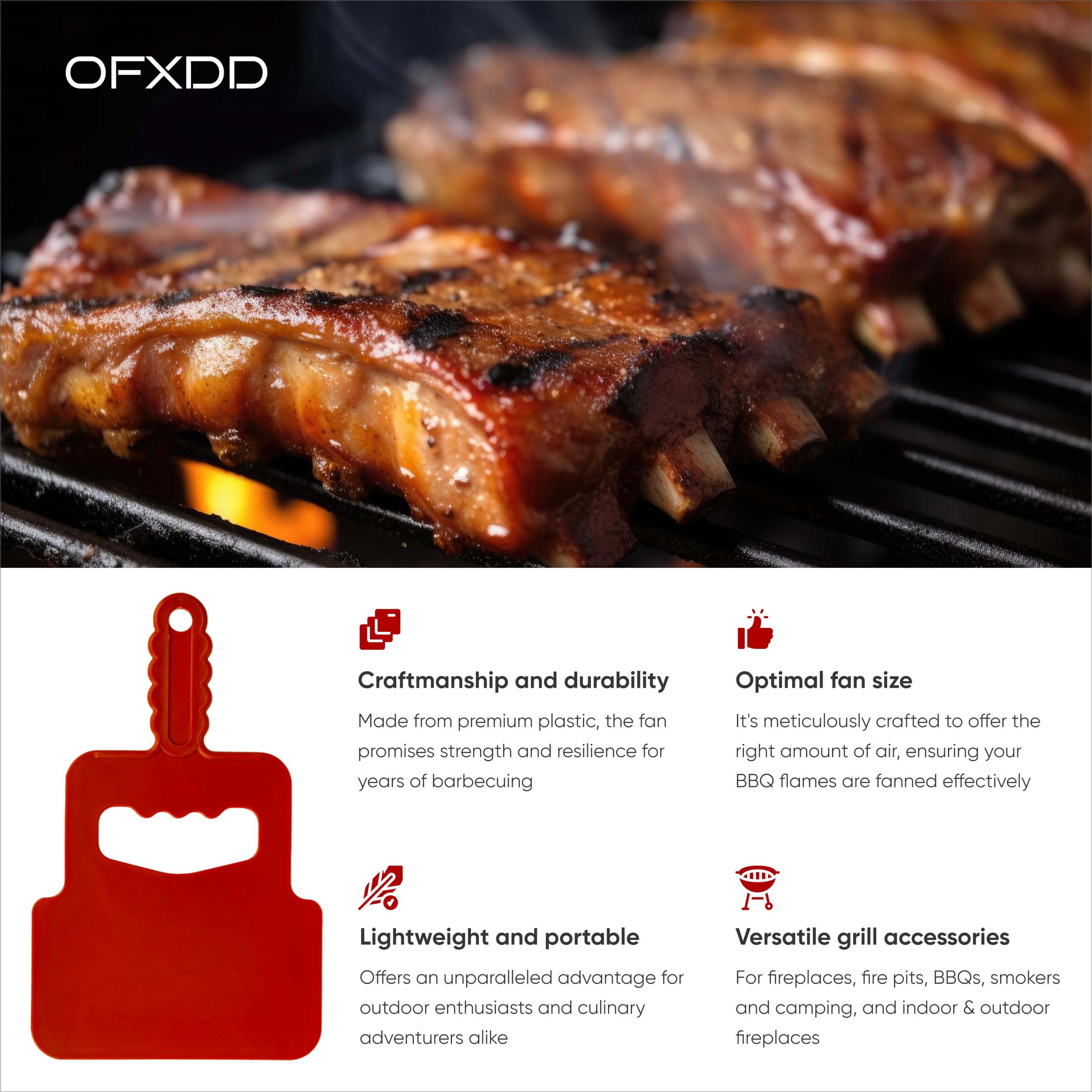 Portable Plastic Hand Fan for Charcoal Grill & BBQ - Manual Cooling Fan for Outdoor Cooking, Camping, and Picnics