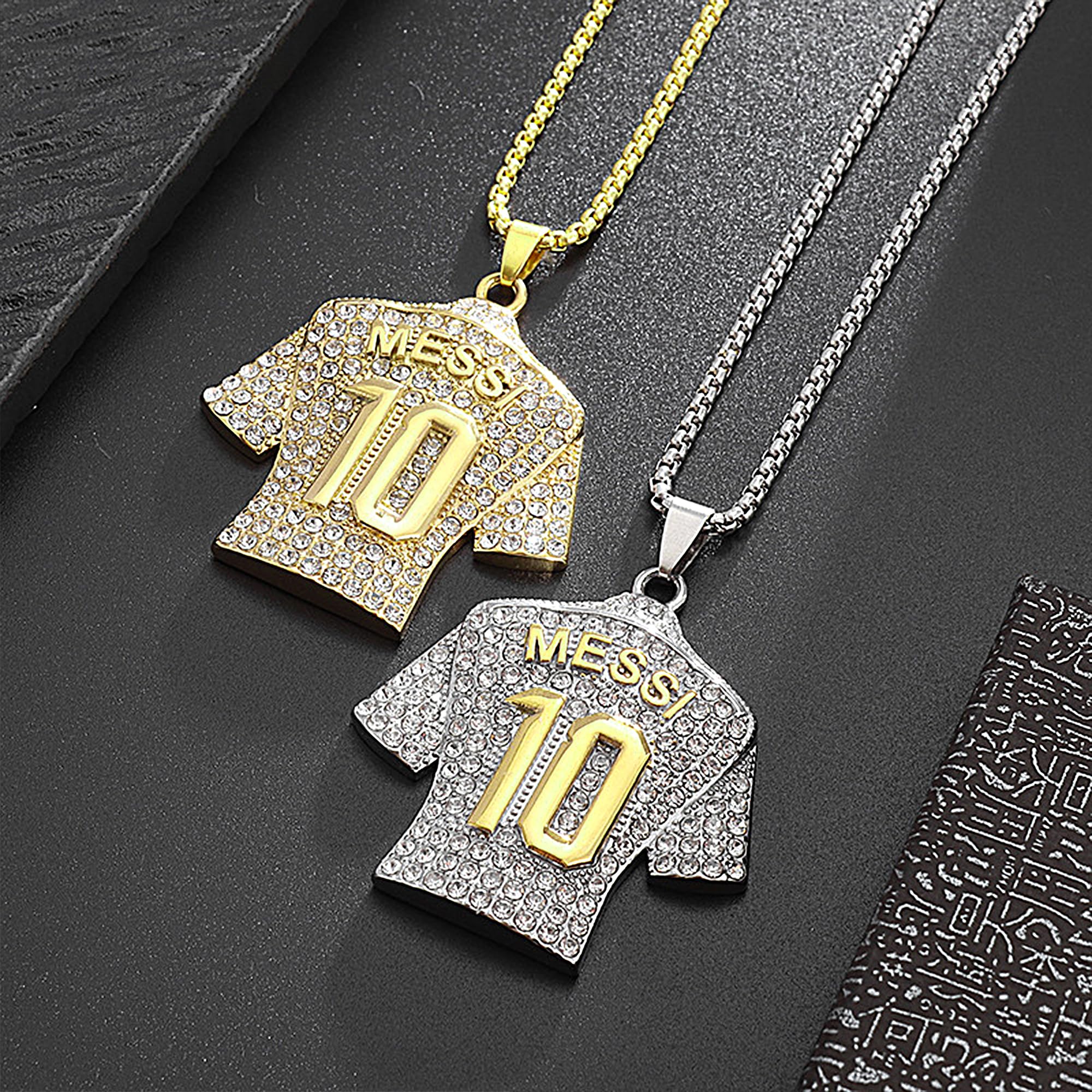 Number 10 Soccer Jersey Pendant Necklace - Titanium Steel Football Jersey Necklace for Miami Fans - Perfect Gift for Soccer Players and Supporters - Great for Game Days, Fan Events & Birthday Presents