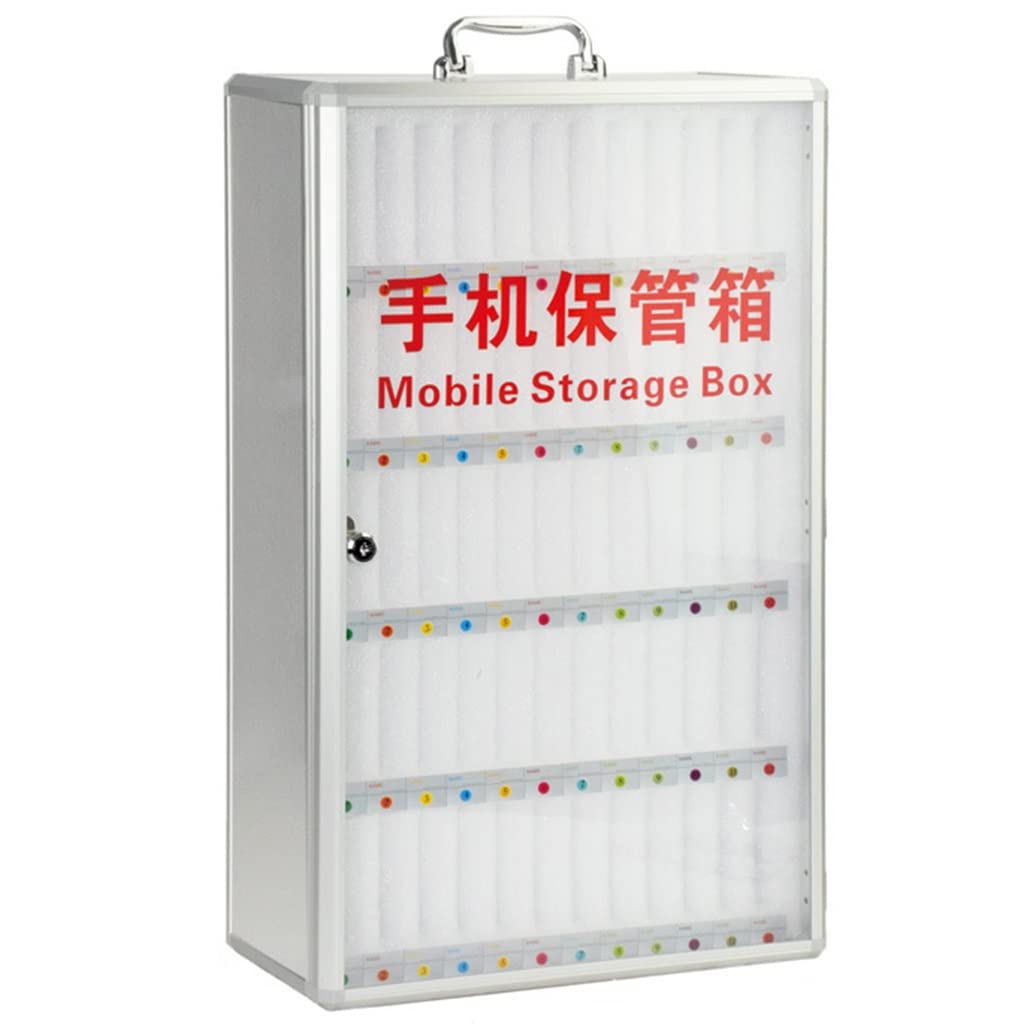 ExpressLeopard Aluminum Alloy Phone Storage Box - Clear Mobile Phone Pocket Organizer for Office & Classroom - Holds 60 Phones (Silver) - Perfect for Schools, Meetings & Device Management