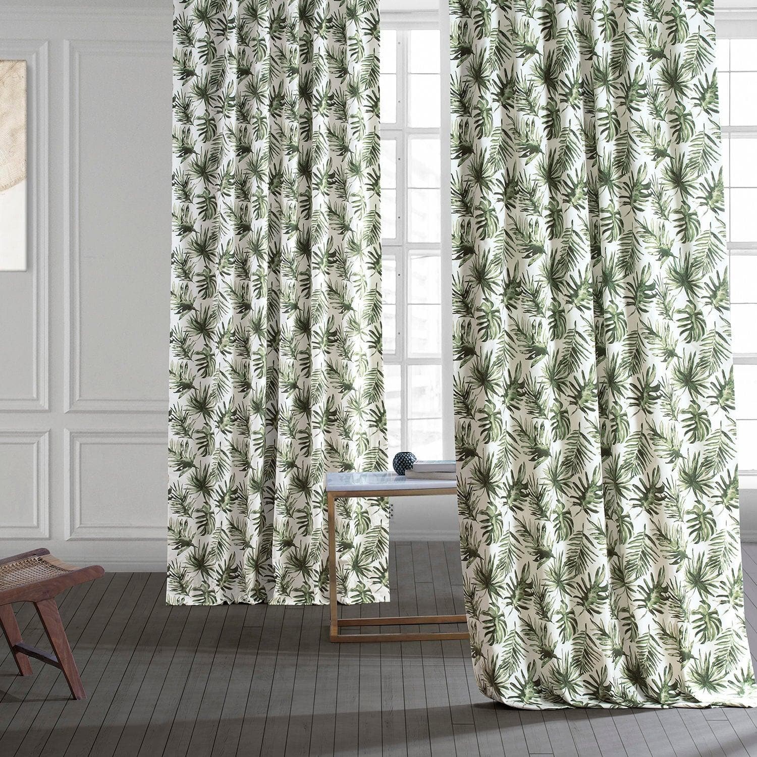 Artemis Olive Green Floral Printed Blackout Curtains for Bedroom - 100% Cotton Thermal Insulated Drapes for Living Room & Nursery, Noise Reducing & Light Blocking Window Treatments