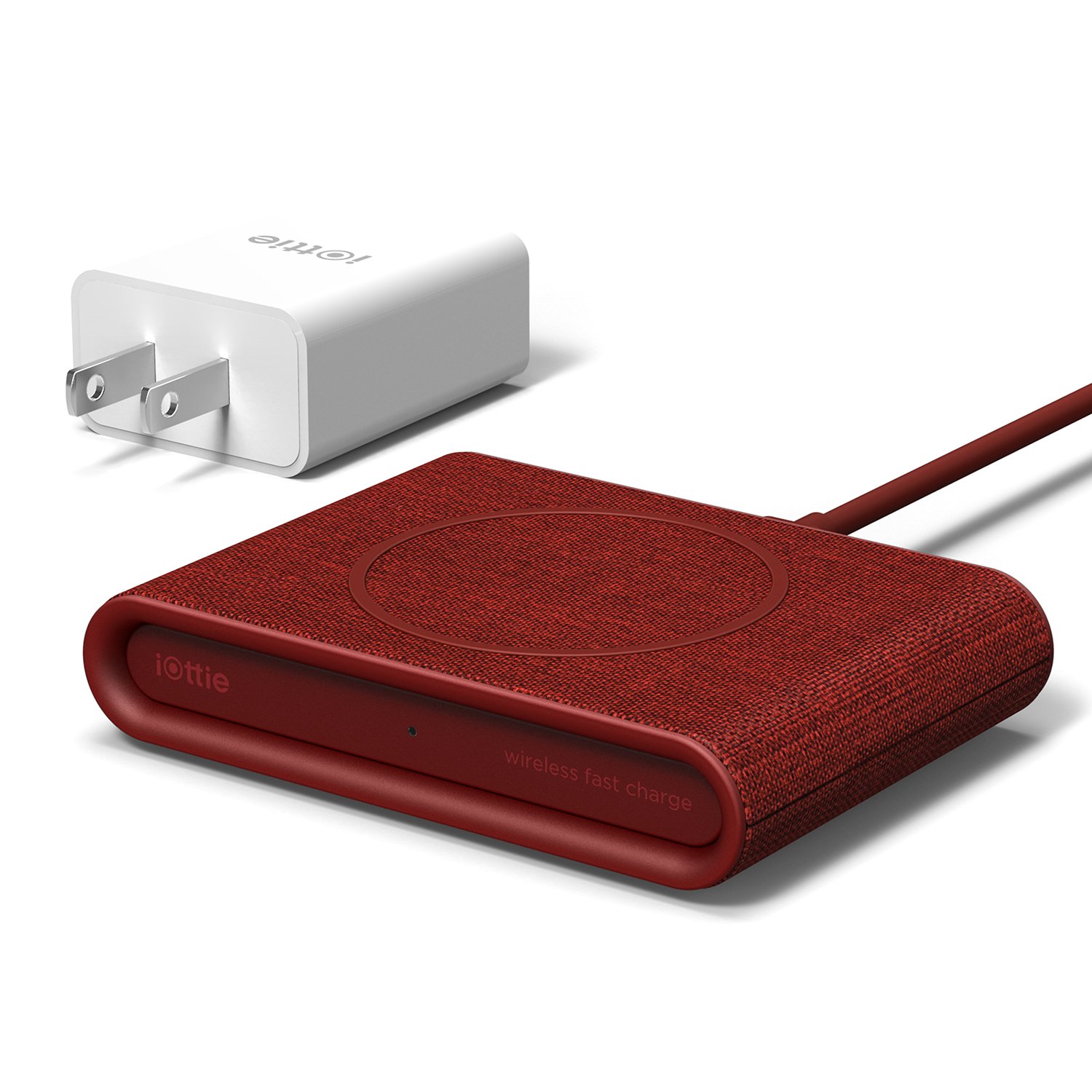 iOttie iON Wireless Mini Fast Charging Pad - Qi-Certified 7.5W/10W Fast Wireless Charger for iPhone XS Max/XR/8 Plus & Samsung Galaxy S10/S9/S8/Note 9 | Includes USB-C Cable & AC Adapter | Ruby Red | Perfect for Home, Office & Travel Charging