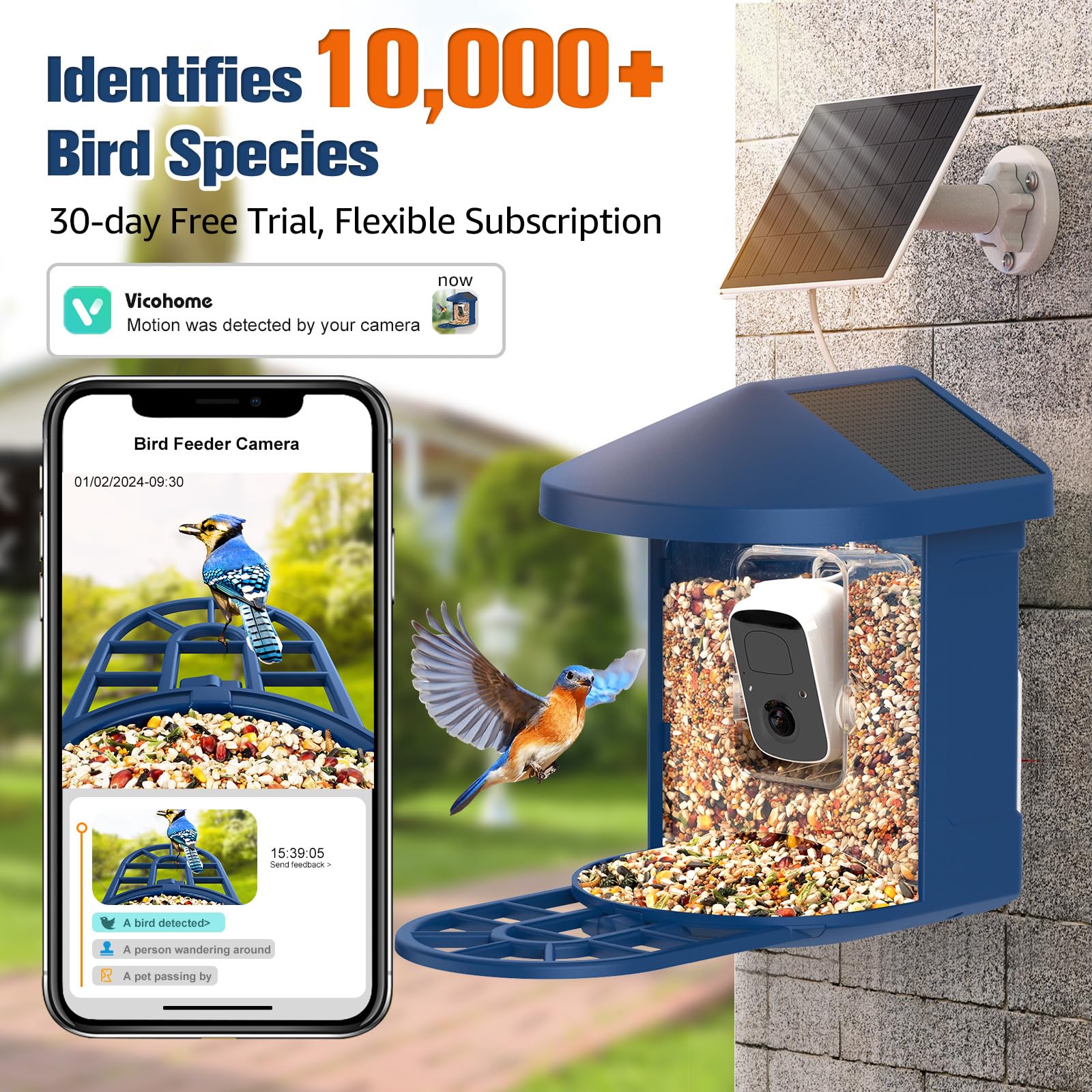 PeckCam® Smart Bird Feeder with Camera - 2K HD AI Bird Identification, Solar Powered Wildlife Camera, Auto Video Recording & Instant Alerts | Perfect Gift for Birdwatchers & Nature Lovers | Backyard Bird Watching, Garden Wildlife Monitoring, Home Security Camera Alternative