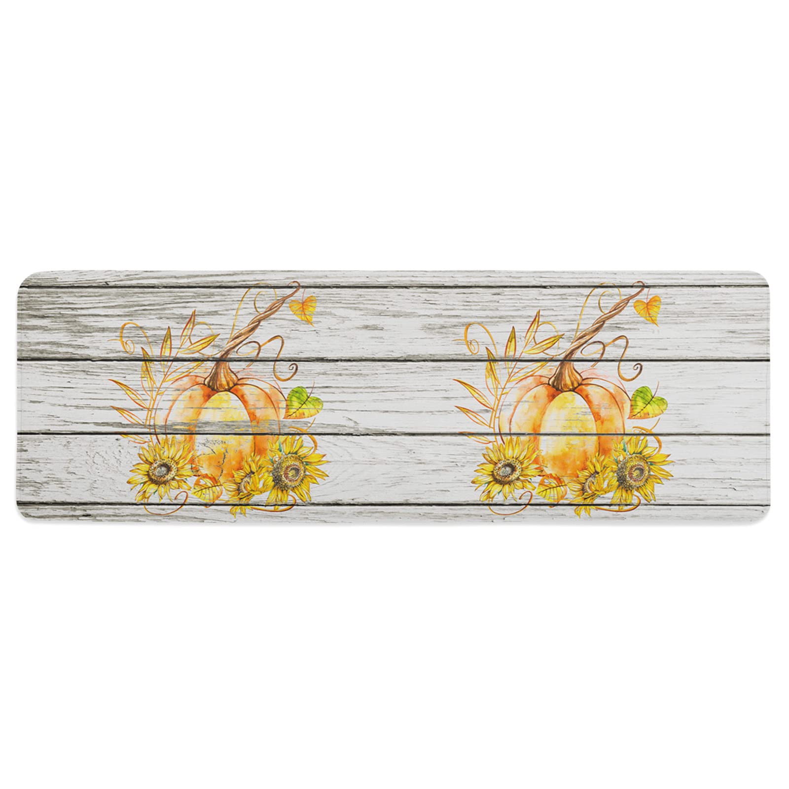 Non-Slip Kitchen Rugs and Mats Set - 1 Piece Washable Absorbent Floor Mat with Vintage Farmhouse Sunflower Design, Rustic Wood Grain Pattern for Sink Front, Bathroom, Entryway - Perfect for Thanksgiving, Farmhouse Decor & High-Traffic Areas