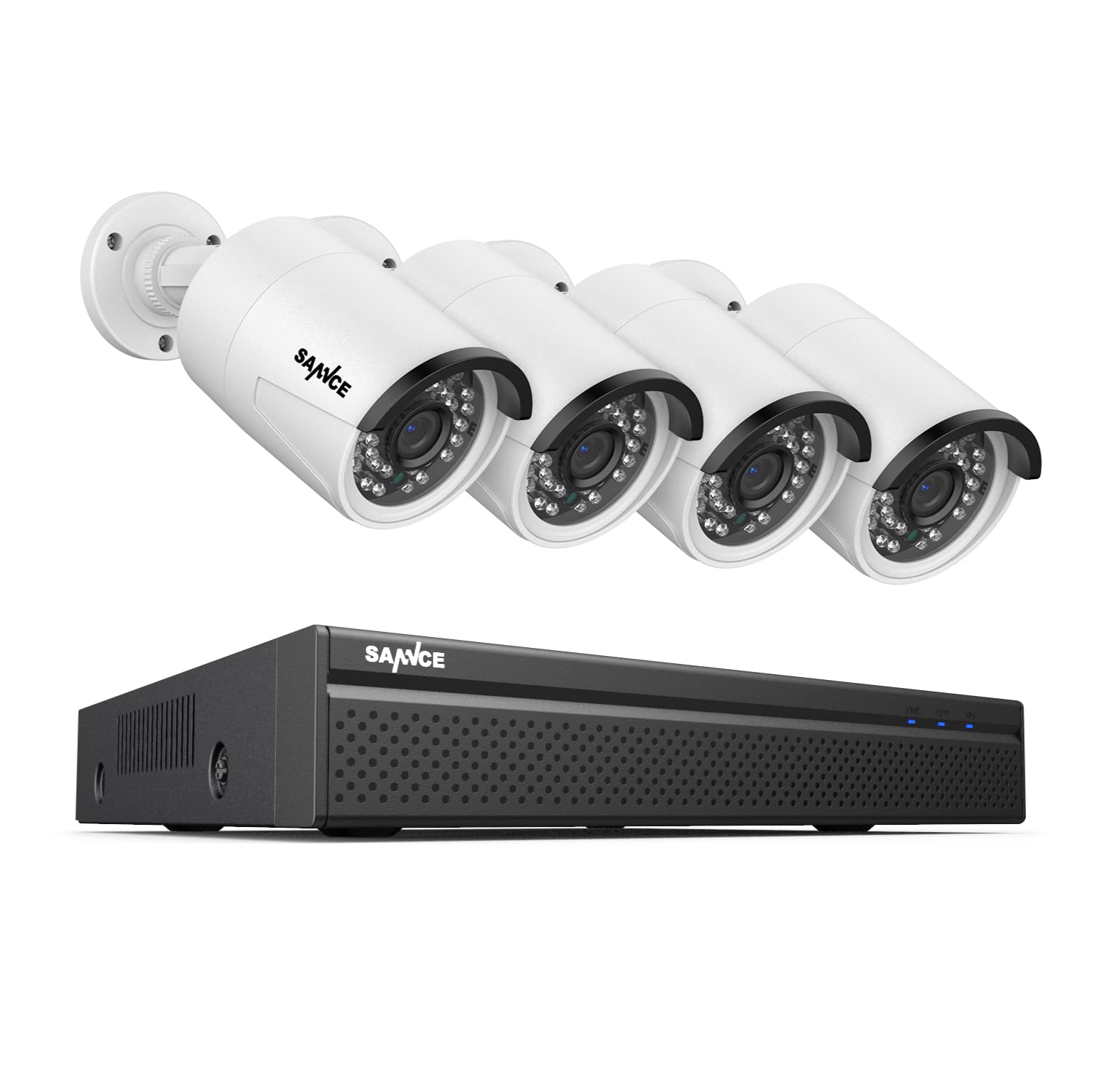 SANNCE 8CH Wireless Security Camera System with 1TB HDD & 4X 3MP Outdoor WiFi IP Cameras | One-Way Audio, 100ft Night Vision, AI Human Detection | Alexa Compatible | Ideal for Home Security, Business Surveillance & Property Monitoring