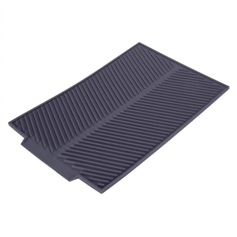 Fdit Silicone Drain Mat - Rectangle Dish Drying Pad, Heat Resistant & Slip-Proof Kitchen Tray (Grey) | Perfect for Countertop, Sink & Dish Rack Organization