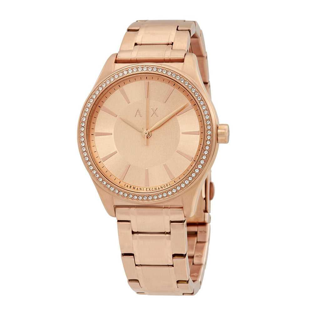 ARMANI EXCHANGE AX5442 Women's Rose Gold Stainless Steel Analog Quartz Watch - Elegant Fashion Accessory for Work, Parties & Everyday Wear
