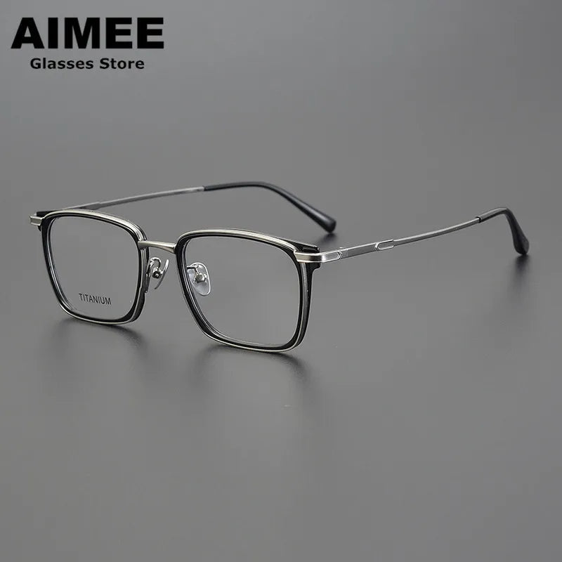 Aimee Unisex Full Rim Square Acetate Titanium Eyeglasses 6322 - Lightweight & Durable Frame for Work, Reading & Fashion