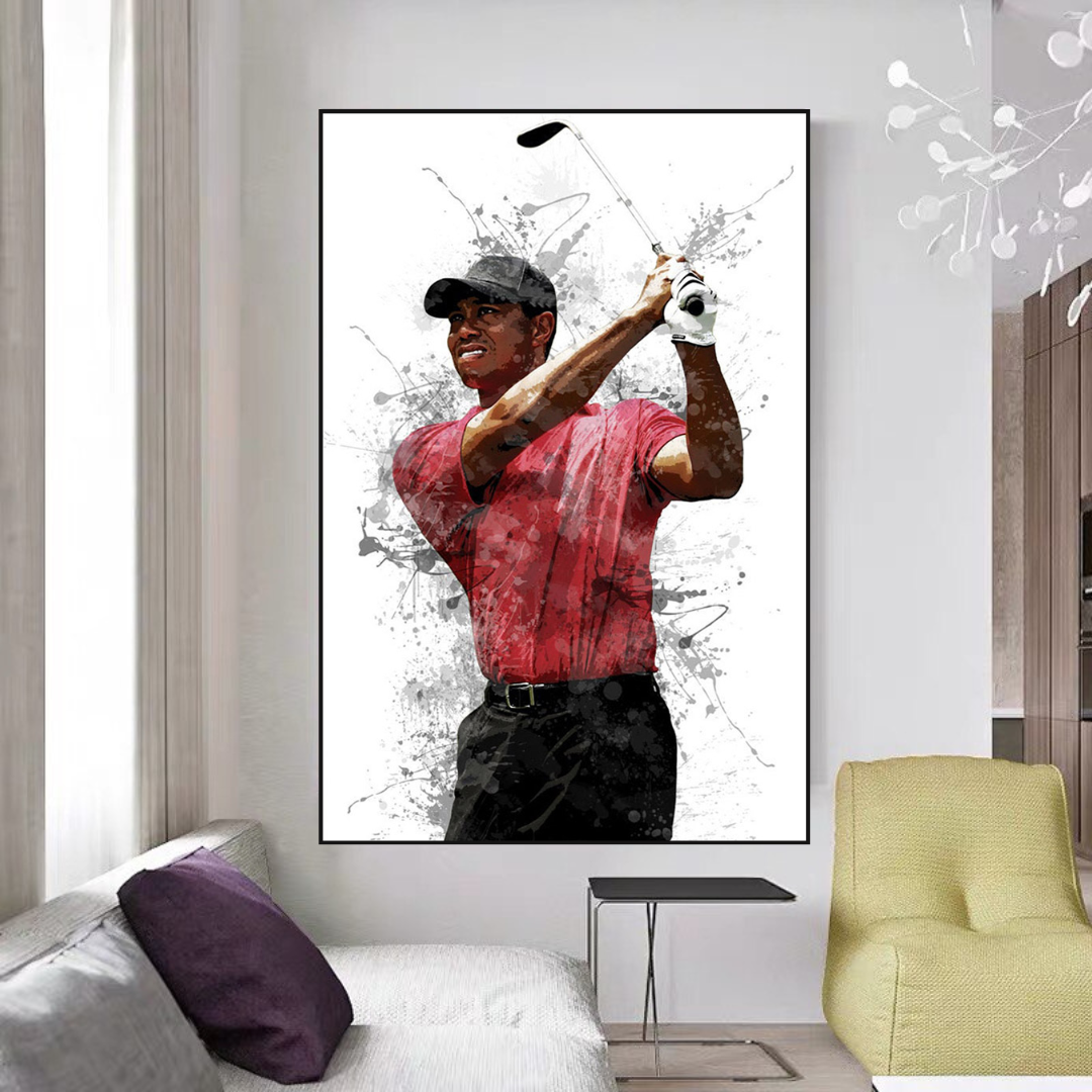 Tiger Woods Canvas Wall Art - Premium Sports Memorabilia for Golf Lovers | Perfect for Home, Office & Man Cave Decor
