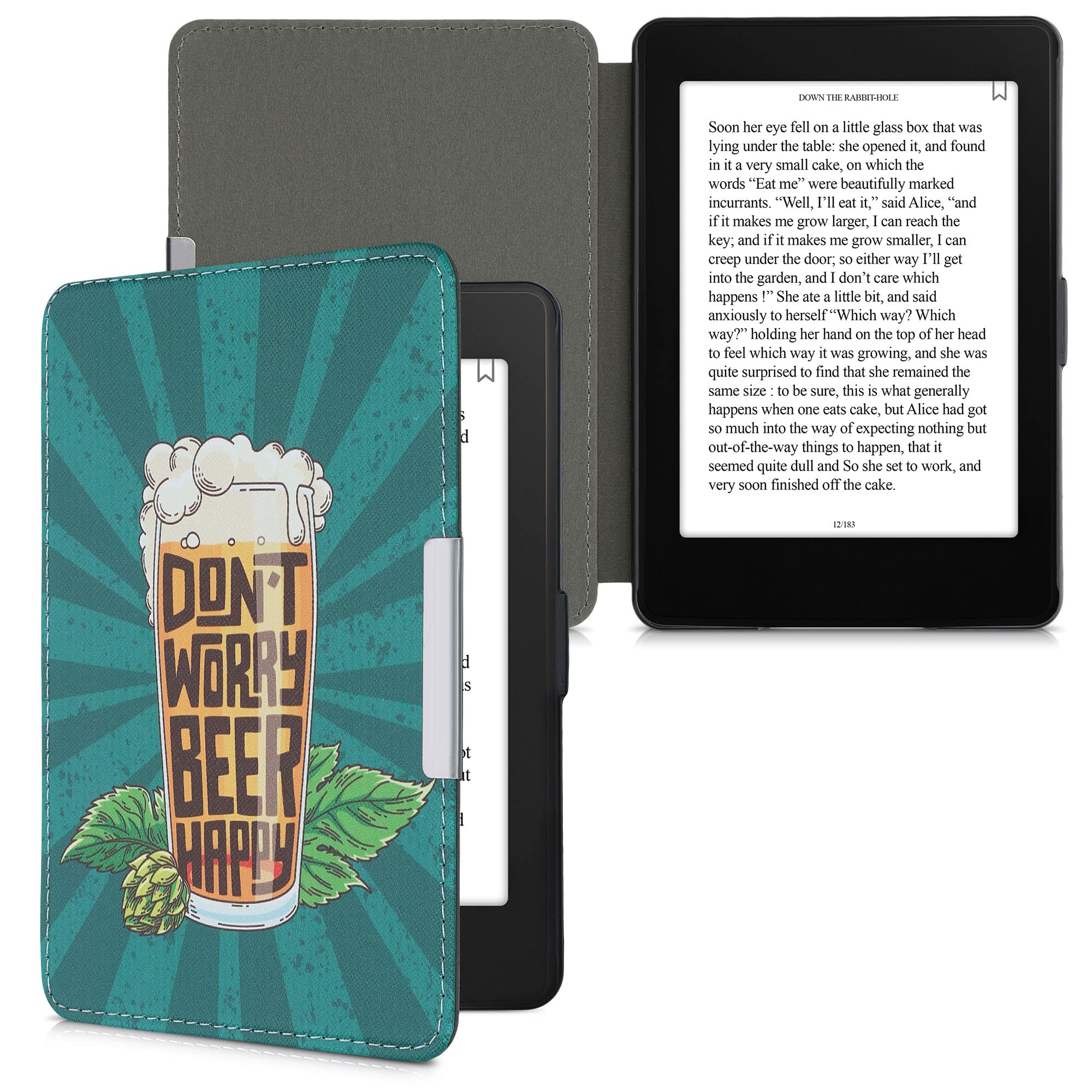 kwmobile Protective Case for Amazon Kindle Paperwhite - Slim eReader Cover with Anti-Slip Grip (Orange/Green/Petrol) - Perfect for Reading, Travel & Daily Commute