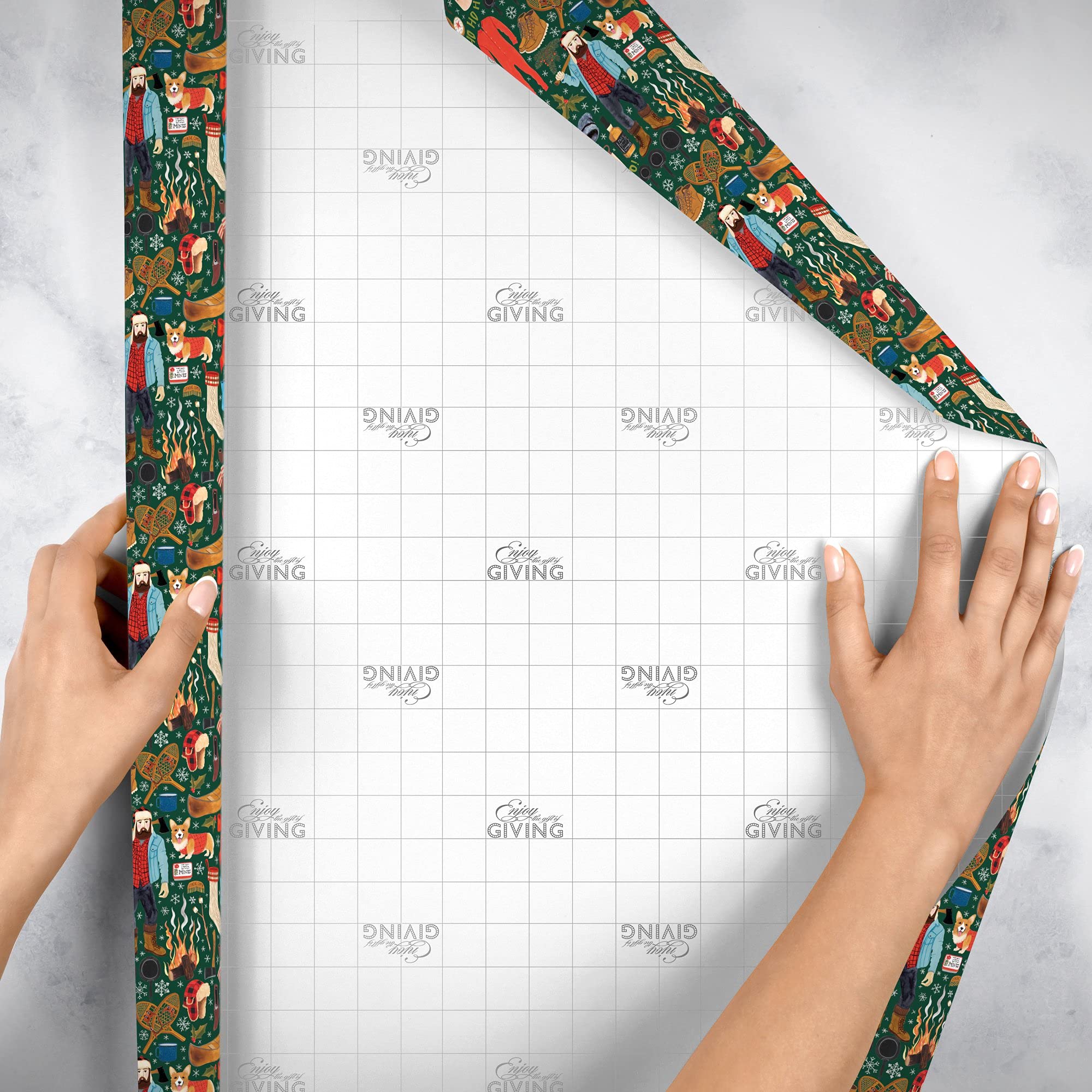 Jillson Roberts Christmas Gift Wrap - Winter Lumberjack Plaid Design (6 Jumbo Rolls, 10ft x 30in) for Holiday Presents, Party Decor & Festive Wrapping