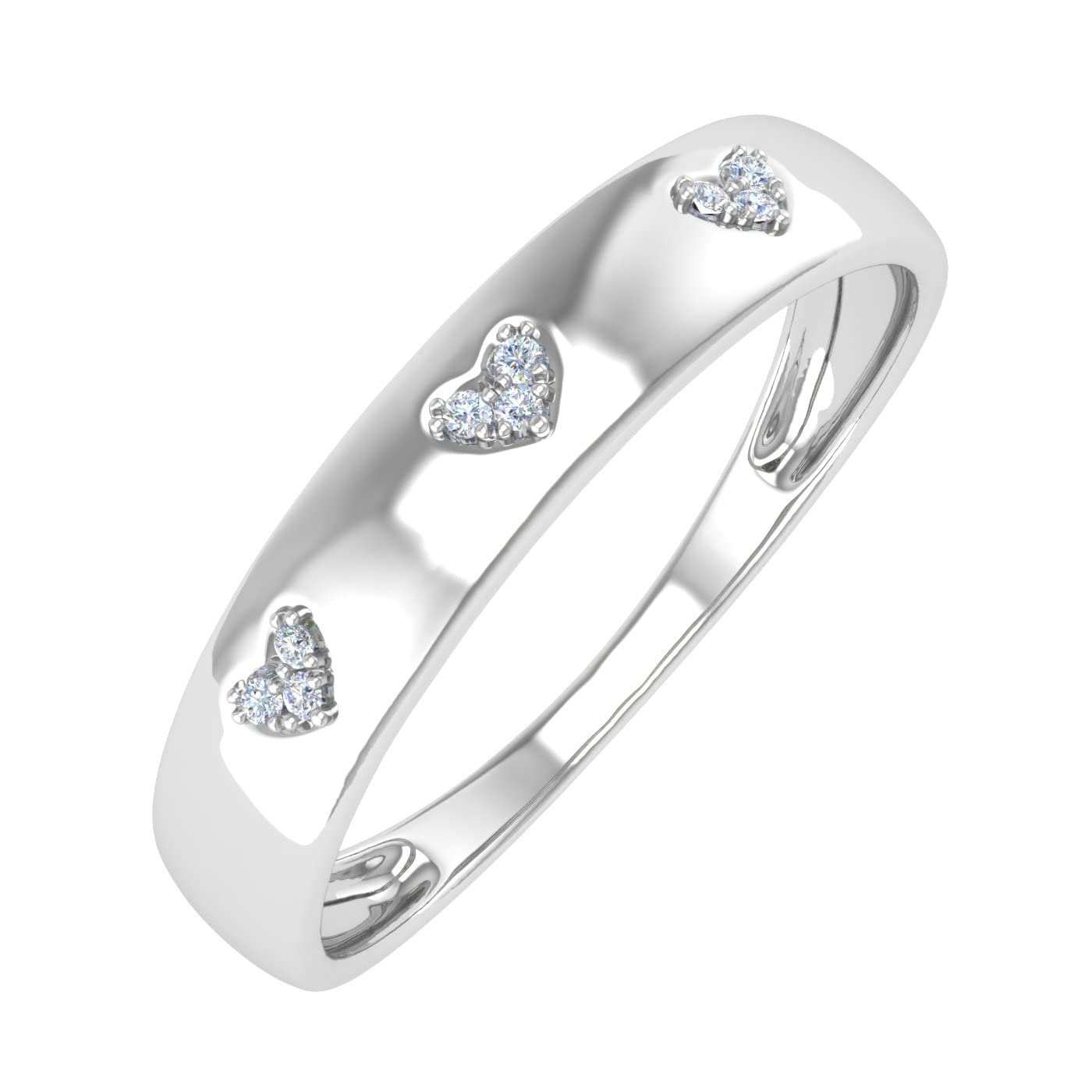 0.03 Carat Diamond Heart Wedding Band Ring for Women - 10K Solid Gold Engagement Ring, Anniversary Gift for Her - Perfect for Proposals, Weddings & Romantic Occasions