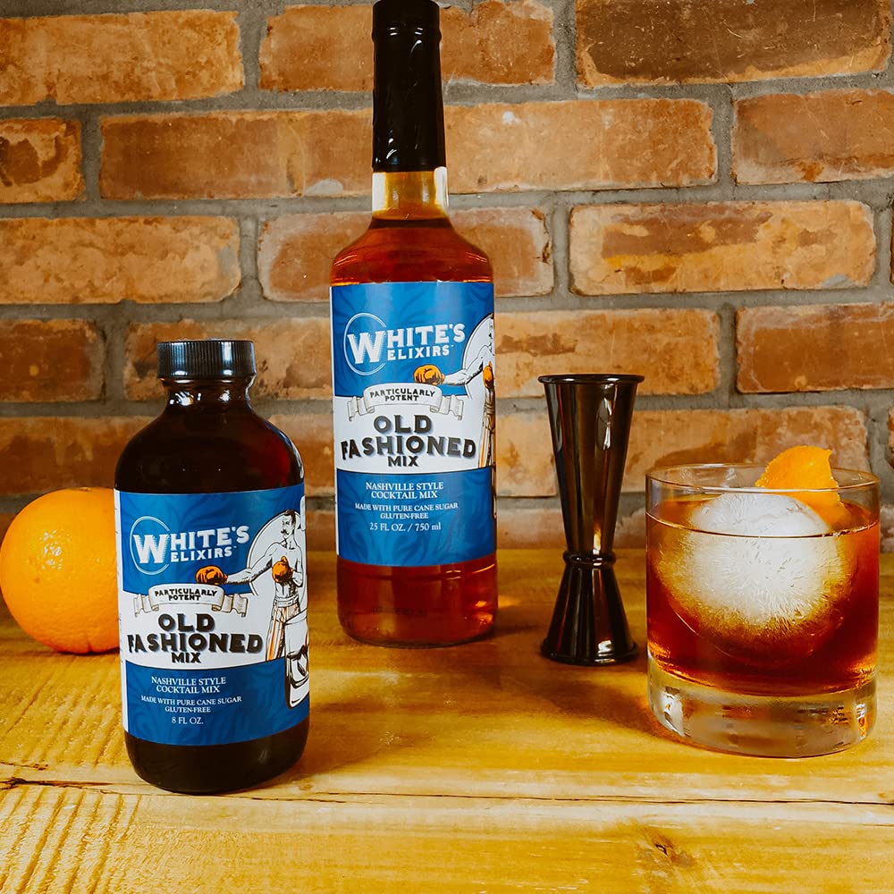 White's Elixirs Natural Cane Sugar Cocktail Mixers - 8oz Bottles (Old Fashioned Flavor, Pack of 1) | Premium Bar Mix for Home Bartending, Parties & Craft Cocktails