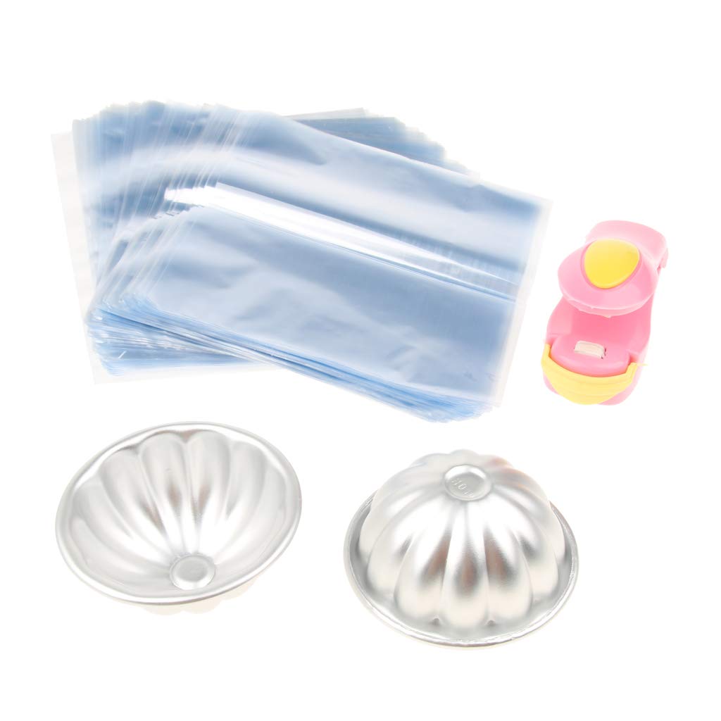 Trendy Retail® 2-Piece Bath Bomb Mold Set for DIY Soap Making - Includes Silicone Molds, Wax Heater Sealer & 200 Heat Shrink Bags - Perfect for Handmade Bath Products, Gift Wrapping & Home Spa Business