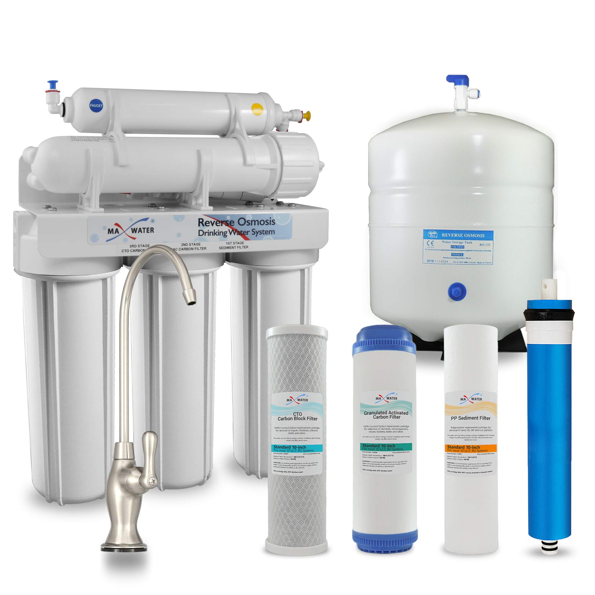 5-Stage Reverse Osmosis Water Filtration System - Under Sink RO Water Purifier with Faucet & Tank (50 GPD) | Home Drinking Water Solution for Clean & Safe Water | Perfect for Kitchen, Office, RV & Emergency Preparedness