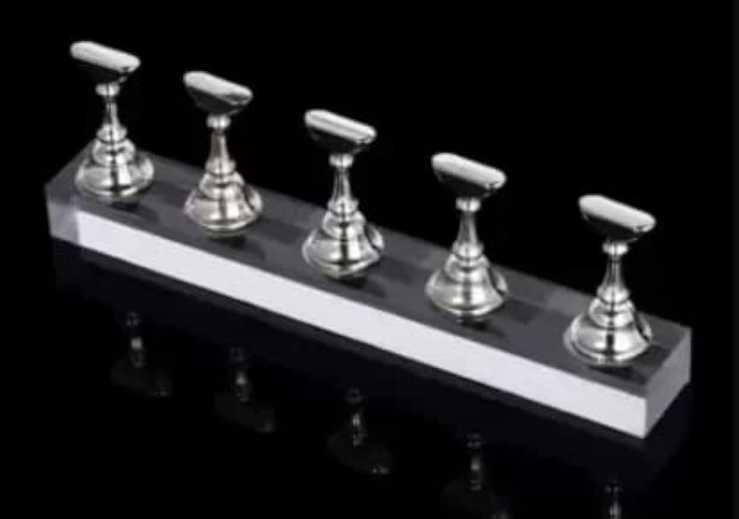 Magnetic Acrylic Nail Stand - 1 Set Silver Nail Art Display Holder for False Tips Practice & DIY Manicure | Perfect for Salon, Home Use & Nail Art Enthusiasts