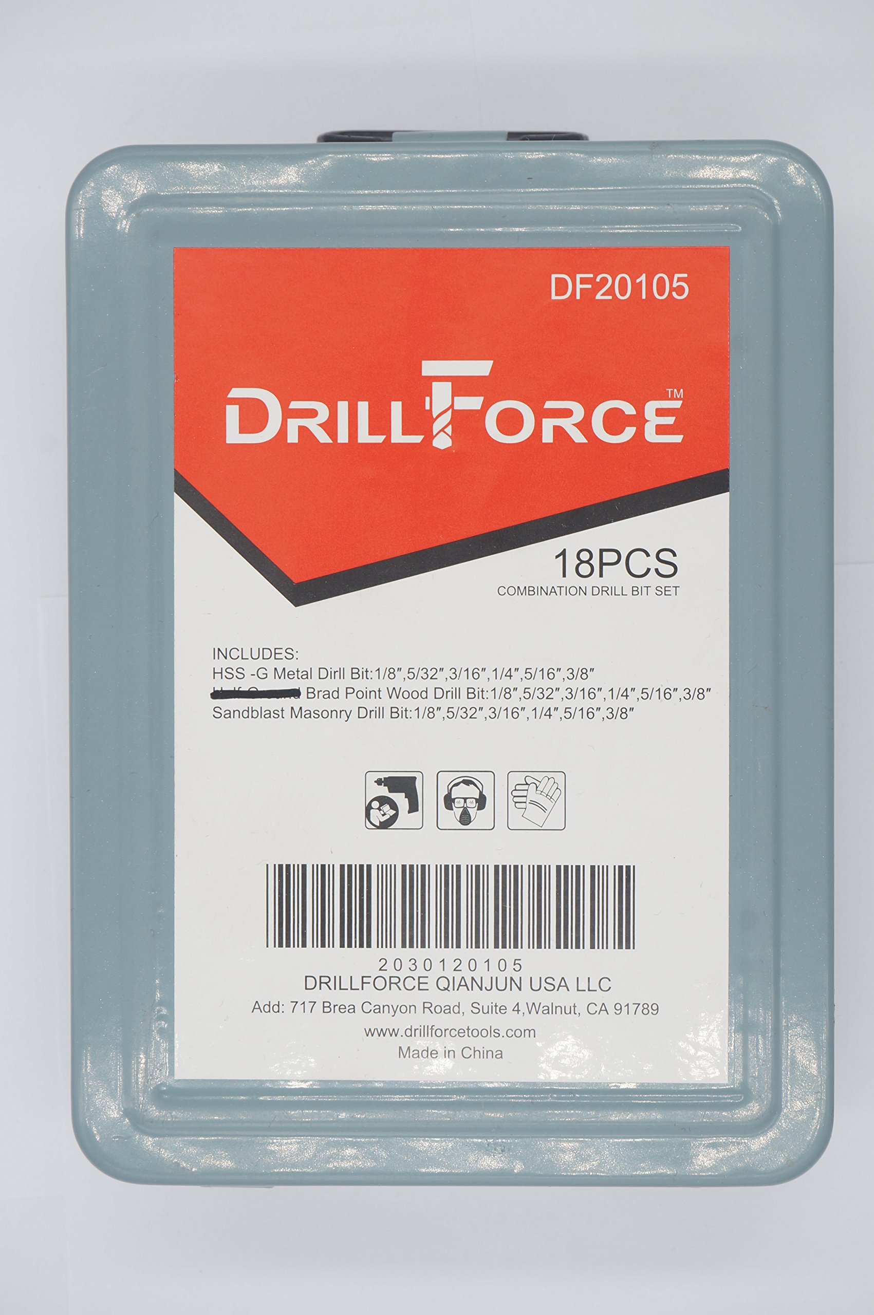 18-Piece Combination Drill Bit Set - High-Speed Steel (HSS) Metal, Brad Point Wood & Masonry Drill Bits for DIY Projects, Home Repairs & Professional Use