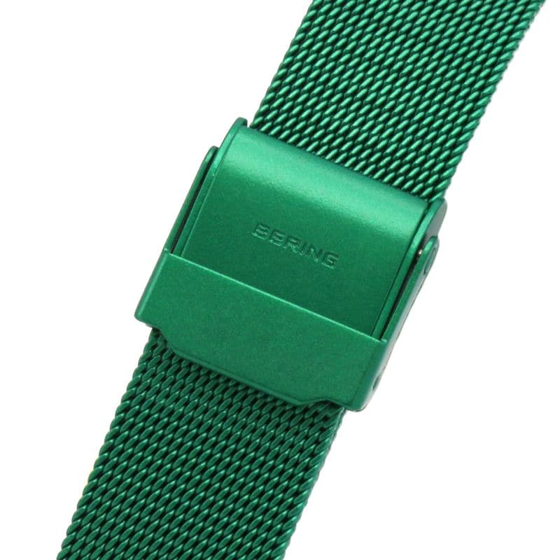 BERING 14531 868 Classic Women's Watch - Rose Gold Polish, Green Mesh Strap | Elegant & Stylish for Everyday Wear, Office & Special Occasions