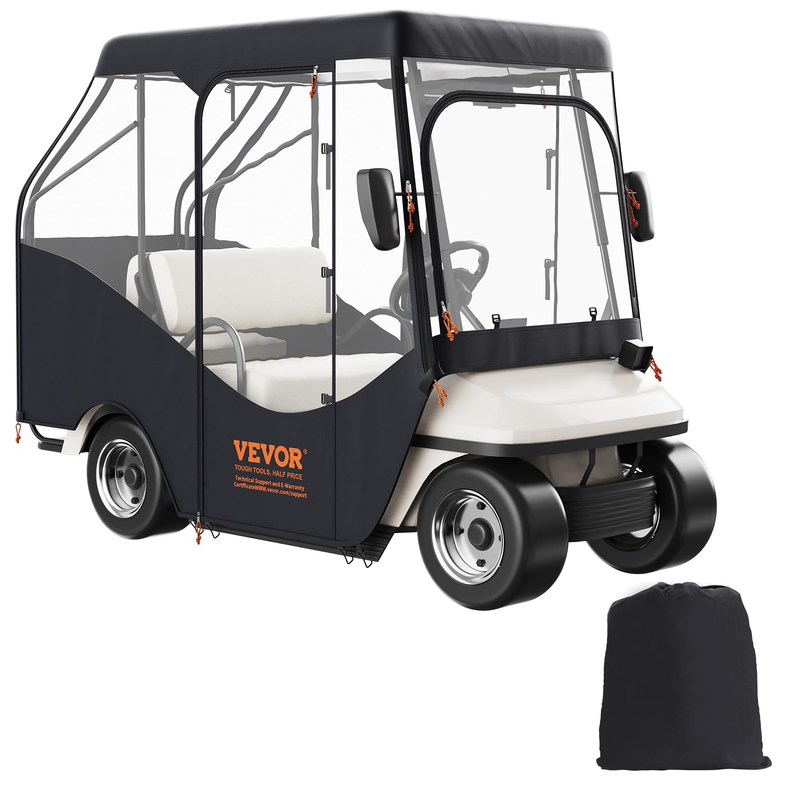 VEVOR Universal Golf Cart Enclosure - Waterproof Polyester Driving Cover Fits Most Brand Carts (Club Car, Yamaha, EZGO) | Sunproof & Dustproof Protection for Outdoor Use | Perfect for Golf Courses, Resorts & Backyard Storage