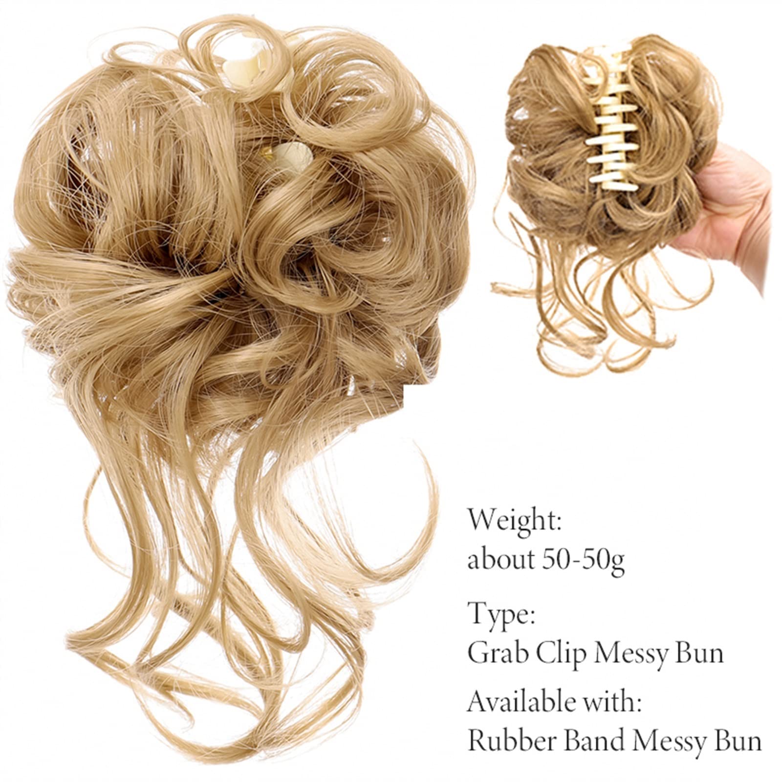 SUNESA Hair Scrunchies for Women - 6 Pack Synthetic Hair Ties for Messy Buns, Ponytails & Updos | No-Slip Clip-on Hair Chignon Extensions | Fashion Hair Accessories for Work, Gym & Everyday Wear