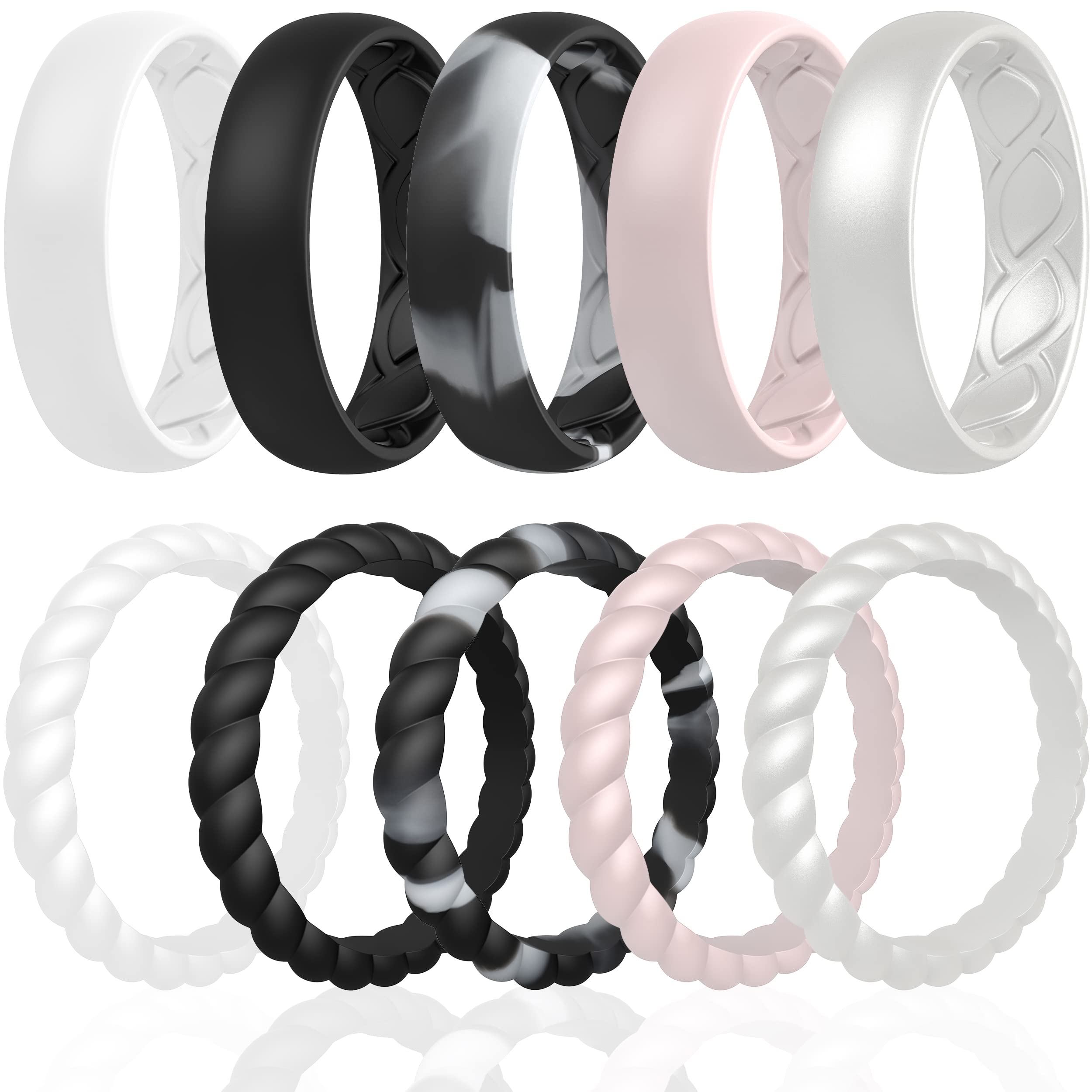 Silicone Wedding Band for Women - Comfortable & Durable Elastic Ring - Perfect for Active Lifestyle, Sports, Travel & Everyday Wear