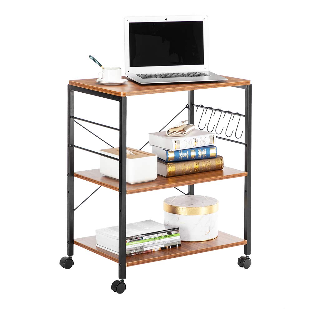 3-Tier Vintage Kitchen Cart - Rolling Bakers Rack for Microwave & Storage