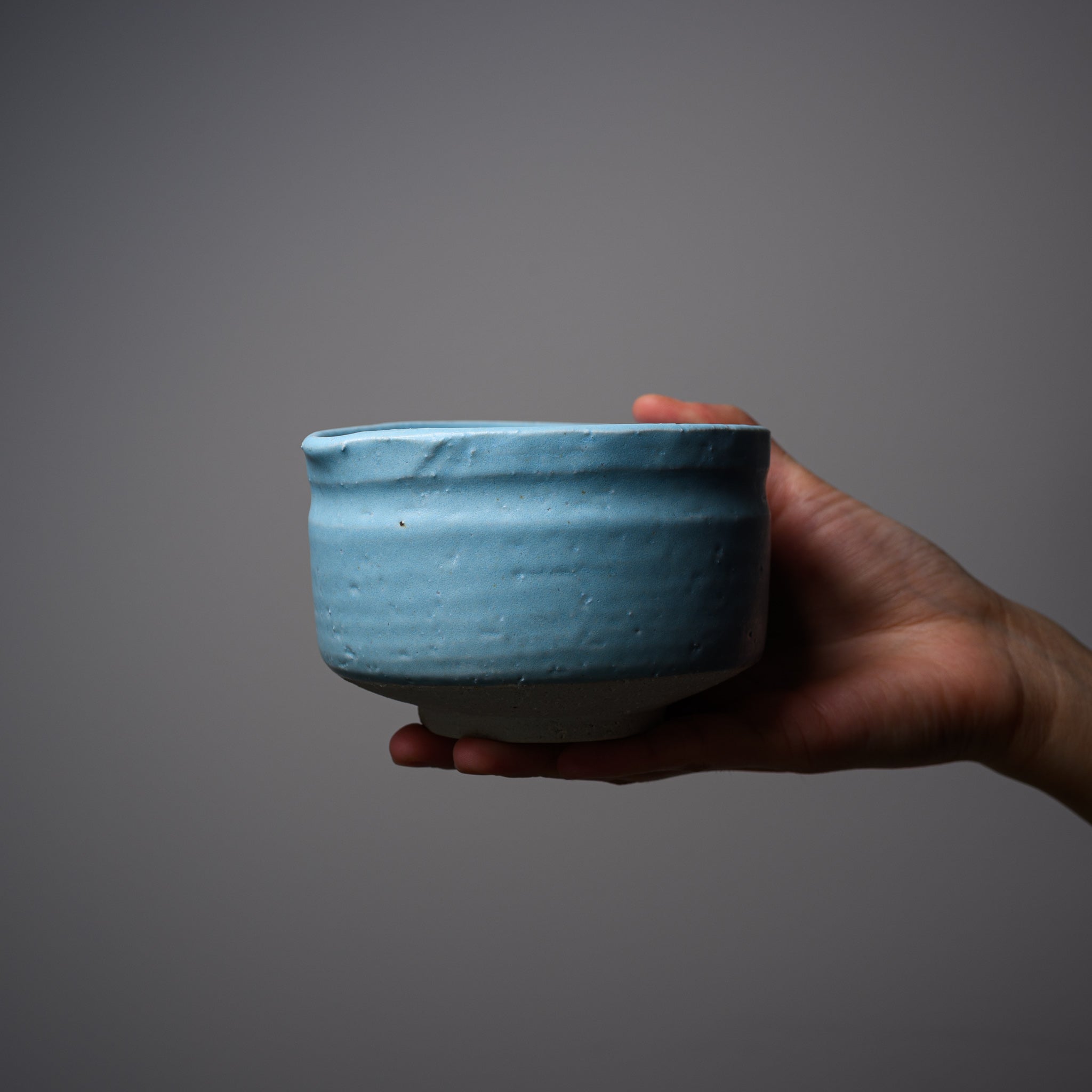 Premium Matcha Bowl with Spout - Handcrafted Matt Blue Ceramic Tea Cup for Japanese Tea Ceremony | Ideal for Matcha, Green Tea, and Traditional Tea Drinking Rituals