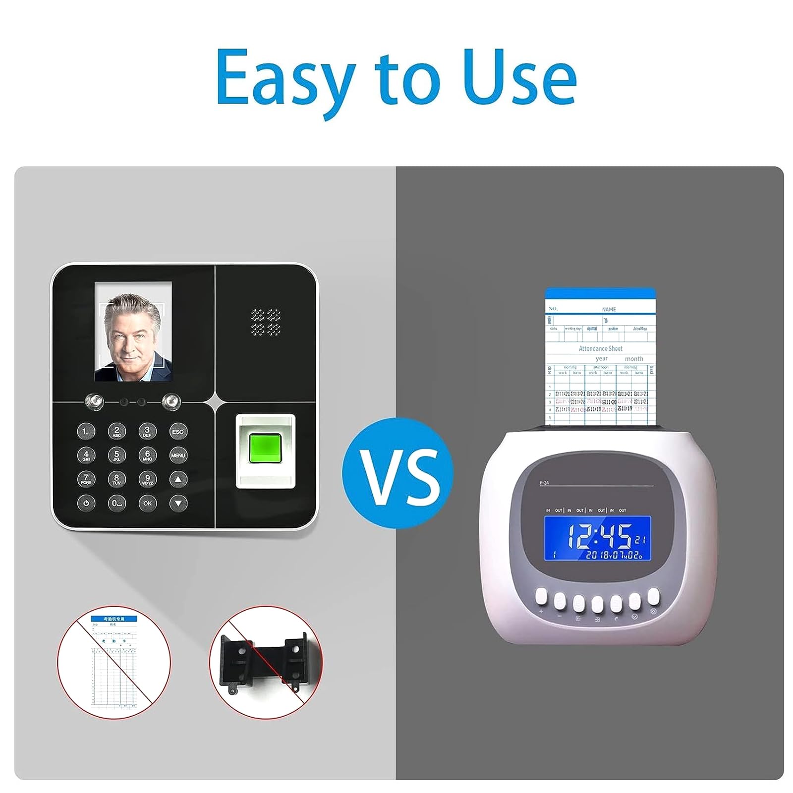 Upgraded 4-in-1 WiFi Fingerprint Time Clock - Automatic Attendance Punch Card Machine with Overtime Calculation for Small Business & Office | Perfect for Employee Time Tracking, Shift Scheduling and Payroll Management