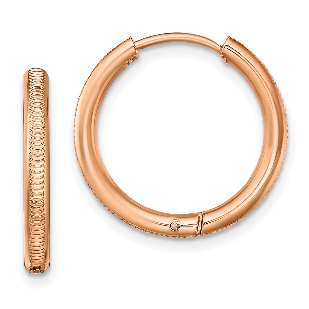 Lex & Lu 2.5mm Hoop Earrings - Stainless Steel Rose Gold Plated, Polished & Textured Design - Perfect for Everyday Wear, Date Nights & Special Occasions