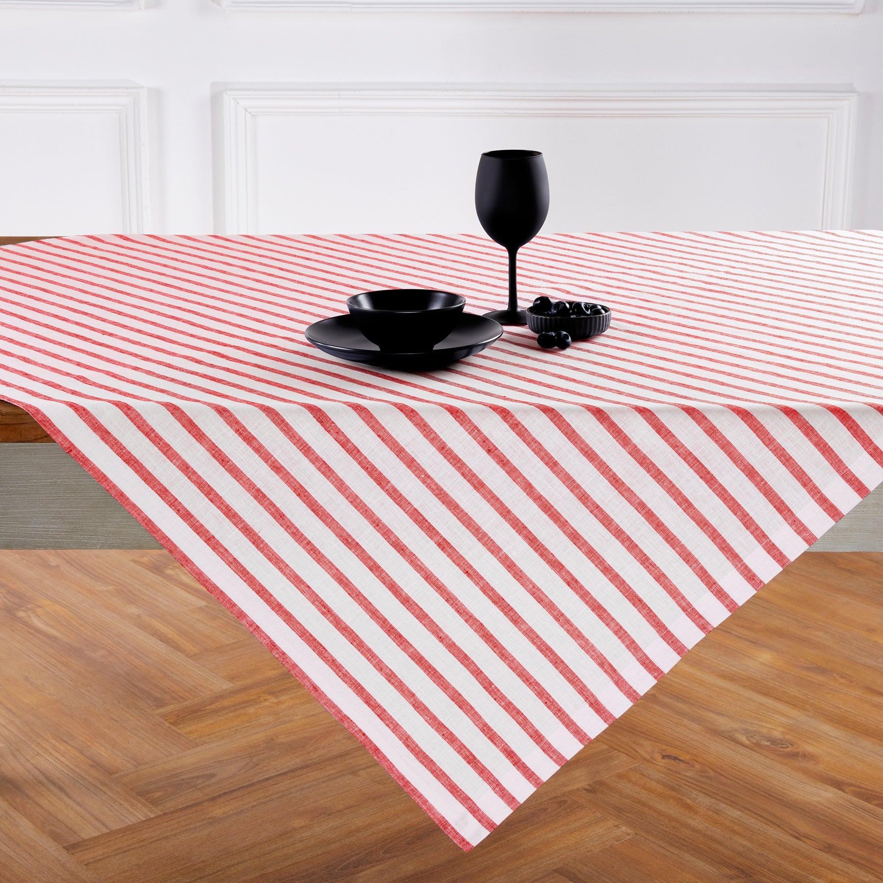 Madison Stripe Table Throw - Stylish Cotton Tablecloth for Dining Room & Kitchen Decor - Perfect for Parties, Holidays & Everyday Use