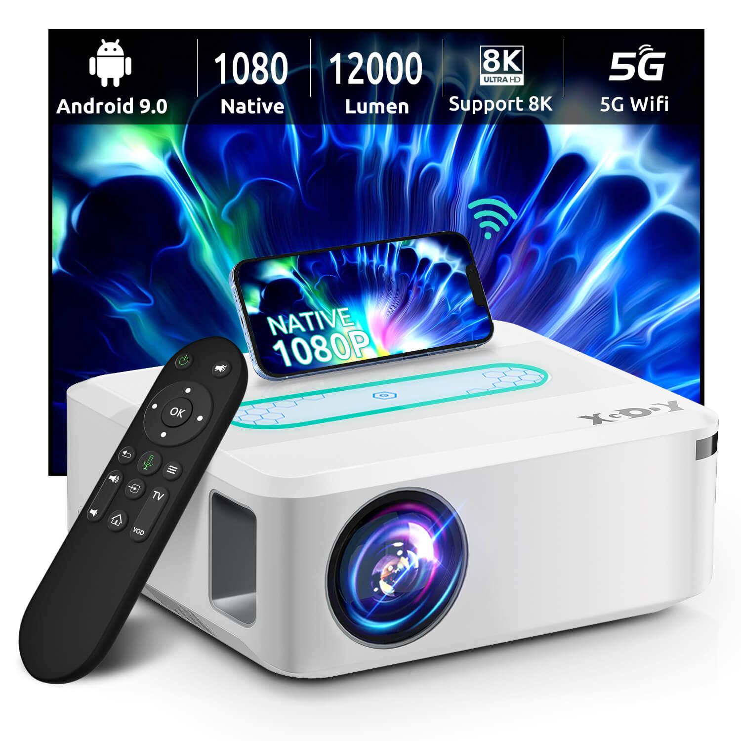 XGODY X1 4K Native Movie Projector with Built-in Android System, 9500 Lux, Wireless WiFi & Bluetooth - Perfect for Home Theater, Outdoor Movie Nights, and Office Presentations