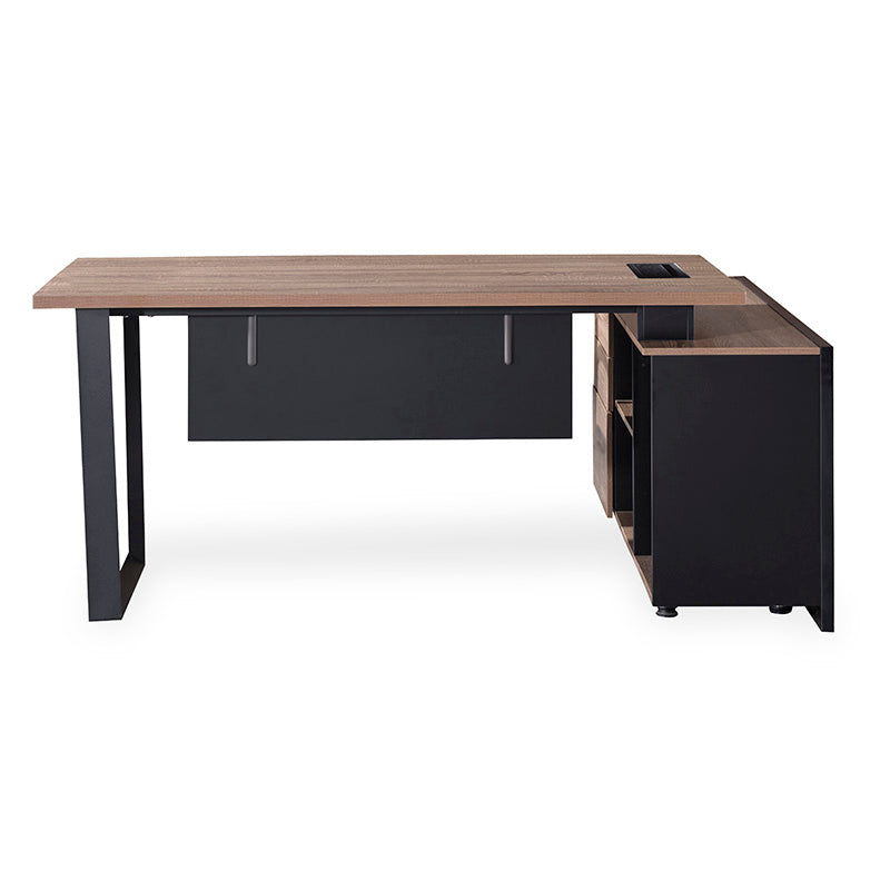 ADRIANO Executive Office Desk with Left Return - 160cm & 180cm Light Brown Wooden L-Shaped Desk for Home Office & Workspace