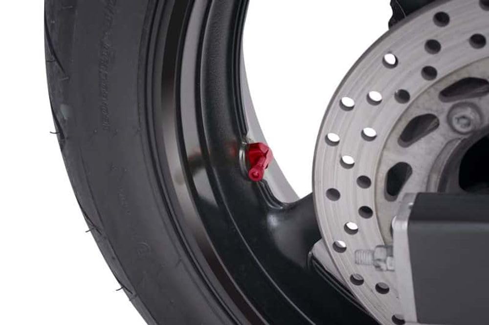 Puig 90 Degree Valve Kit - 8.3mm Tubeless Tire Valve Stems (Red) for Motorcycle & Bike Wheels | Durable & Leak-Proof for High-Performance Riding