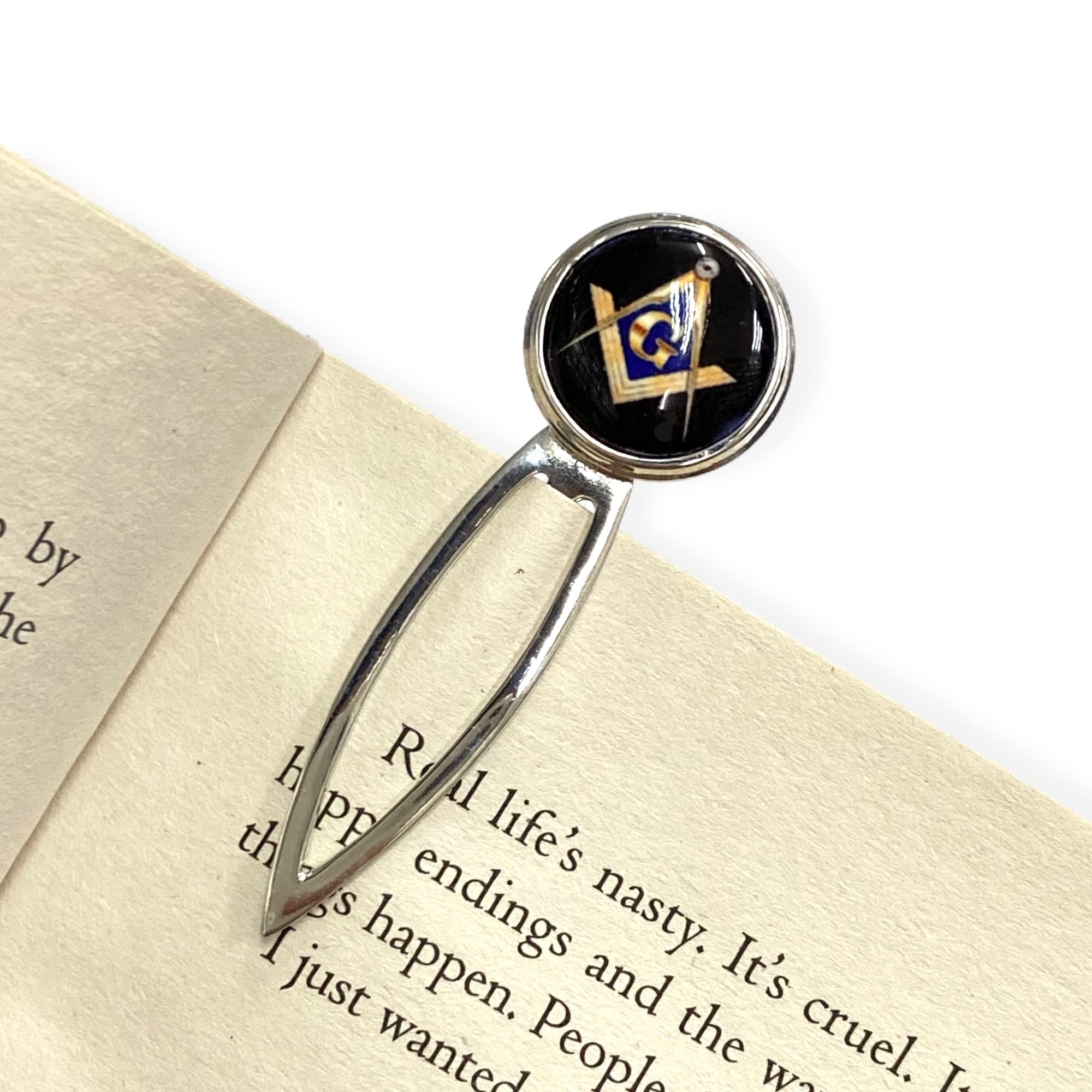 Victorian Style Enamel Freemasons Masonic Compass Bookmark Clip - 925 Sterling Silver Gift for Book Lovers, Collectors & Masons - Perfect for Reading, Gifting & Masonic Ceremonies