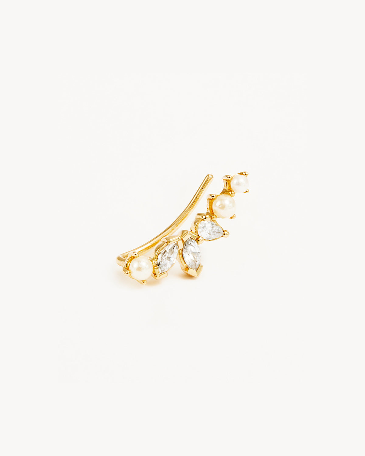 14K Solid Gold Lab Grown Diamond Ear Crawler Earrings - Elegant Floral Design for Women, Perfect for Weddings, Parties & Special Occasions