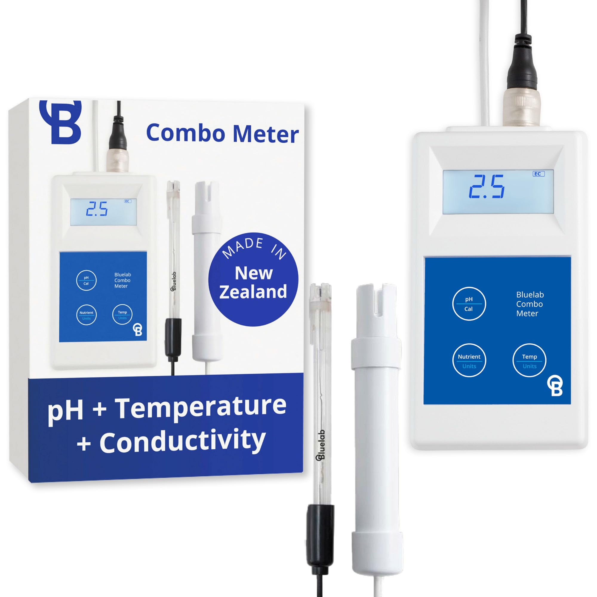 Bluelab METCOM Digital pH, Temperature & Conductivity Meter - Easy Calibration EC/TDS/PPM Tester for Hydroponics, Aquariums & Indoor Plants | Water Quality Testing for Home Gardening & Greenhouse Use