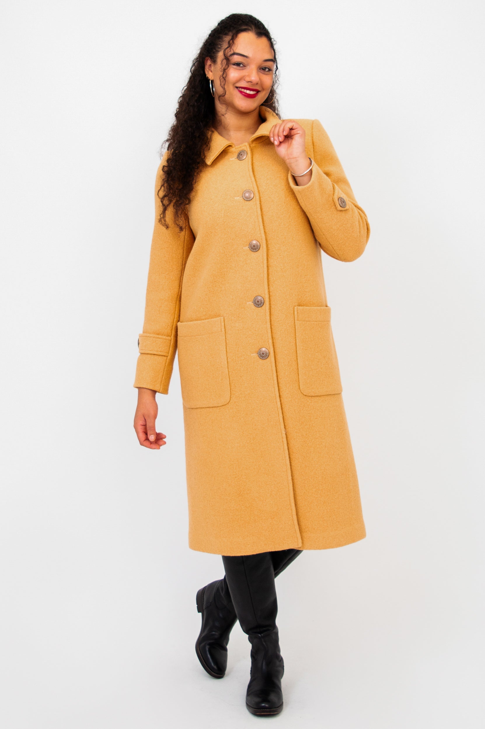 Edna Coat - Premium Boiled Wool Women's Jacket in Latte Color | Warm & Stylish Outerwear for Fall & Winter Fashion