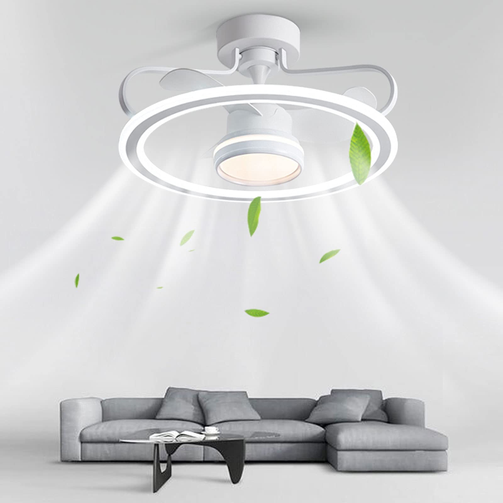 23 Inch Modern LED Flush Mount Ceiling Fan with Light - Low Profile Fandelier for Bedroom, Kids Room & Indoor Spaces - 3 Speed Settings, Quiet Motor, 3 Color Options - Perfect for Nursery, Home Office & Living Room Cooling