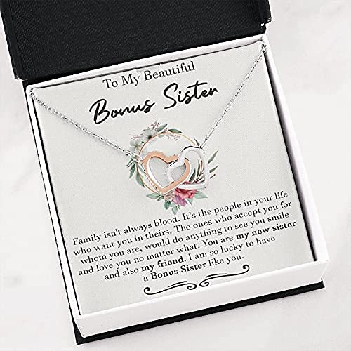 To My Beautiful Sister Necklace - Interlocking Hearts Jewelry for Best Friends, Soul Sisters & Bridesmaids | Unbiological Sister Gift, Big Little Sister Keepsake | Perfect for Weddings, Anniversaries & Friendship Celebrations