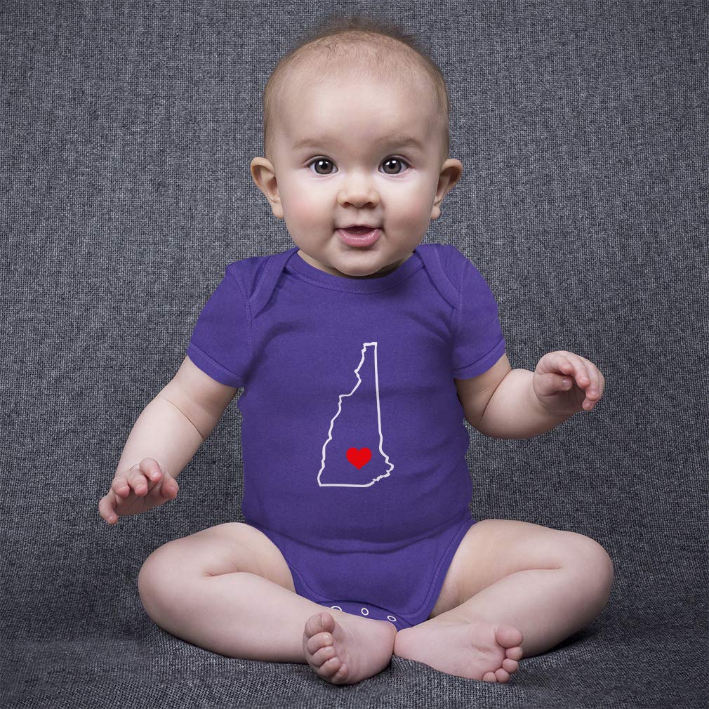 Custom Personalized Baby Bodysuit - New Hampshire Heart Love Funny Cotton Onesie for Boys & Girls - White Design - 6 Months - Perfect for Family Photos & Special Occasions