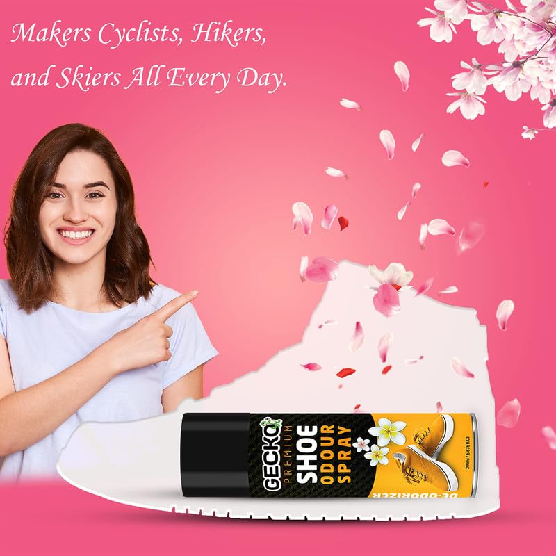 Natural Shoe Odor Eliminator Spray - Gecko Foot & Shoe Deodorizer for Smelly Shoes - Fresh Scent, Long-Lasting Protection - Perfect for Gym, Sports, Work & Travel (Pack of 1)