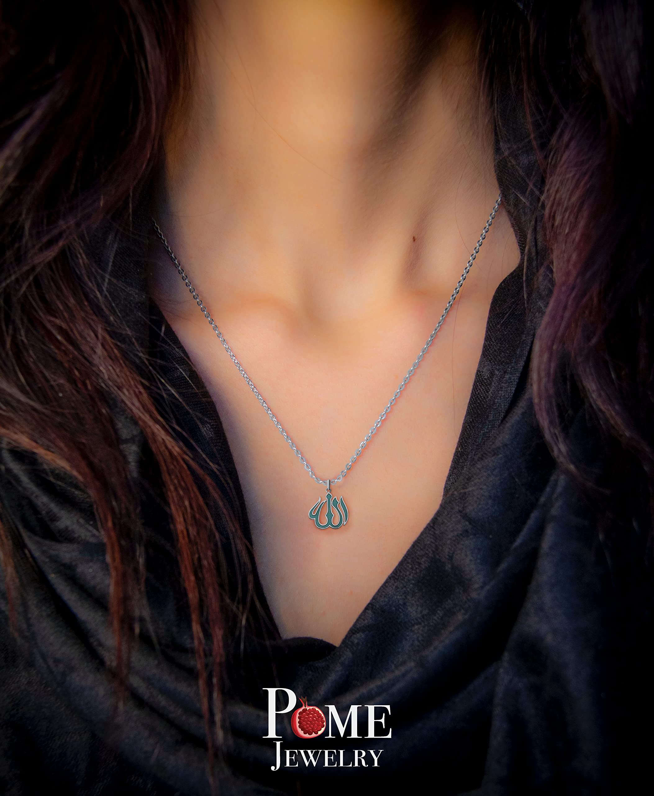 Pome Allah Pendant Necklace - 925 Sterling Silver Islamic Jewelry - Handcrafted in USA - Perfect for Eid Gifts & Muslim Fashion Accessories