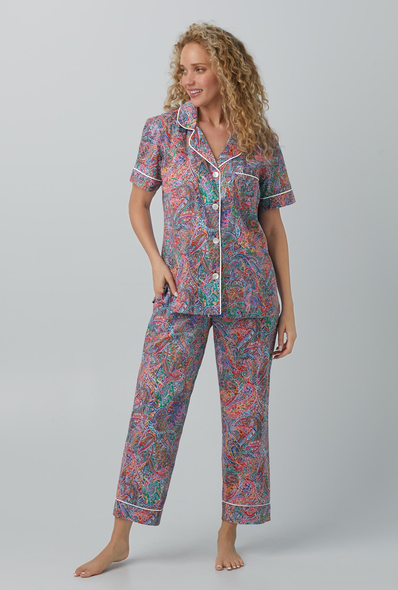 Liberty Fabrics Dana Sharmin Short Sleeve Cotton PJ Set - Classic Woven Tana Lawn® Sleepwear for Women | Perfect for Lounging, Sleepovers & Summer Nights