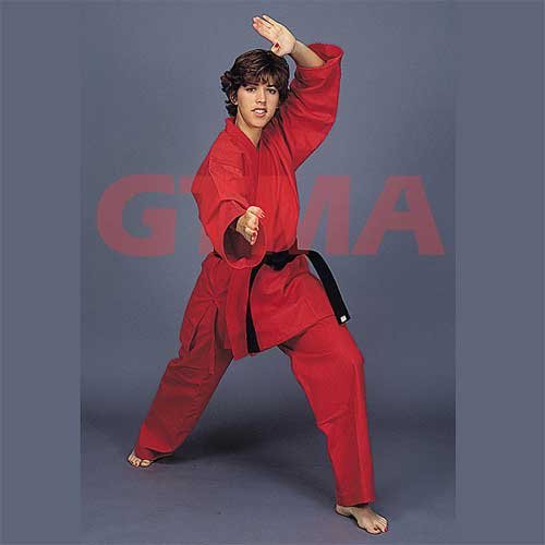 Premium 14oz Heavyweight Karate Gi Uniform in Red - Ideal for Martial Arts Training, Competitions & Dojo Practice