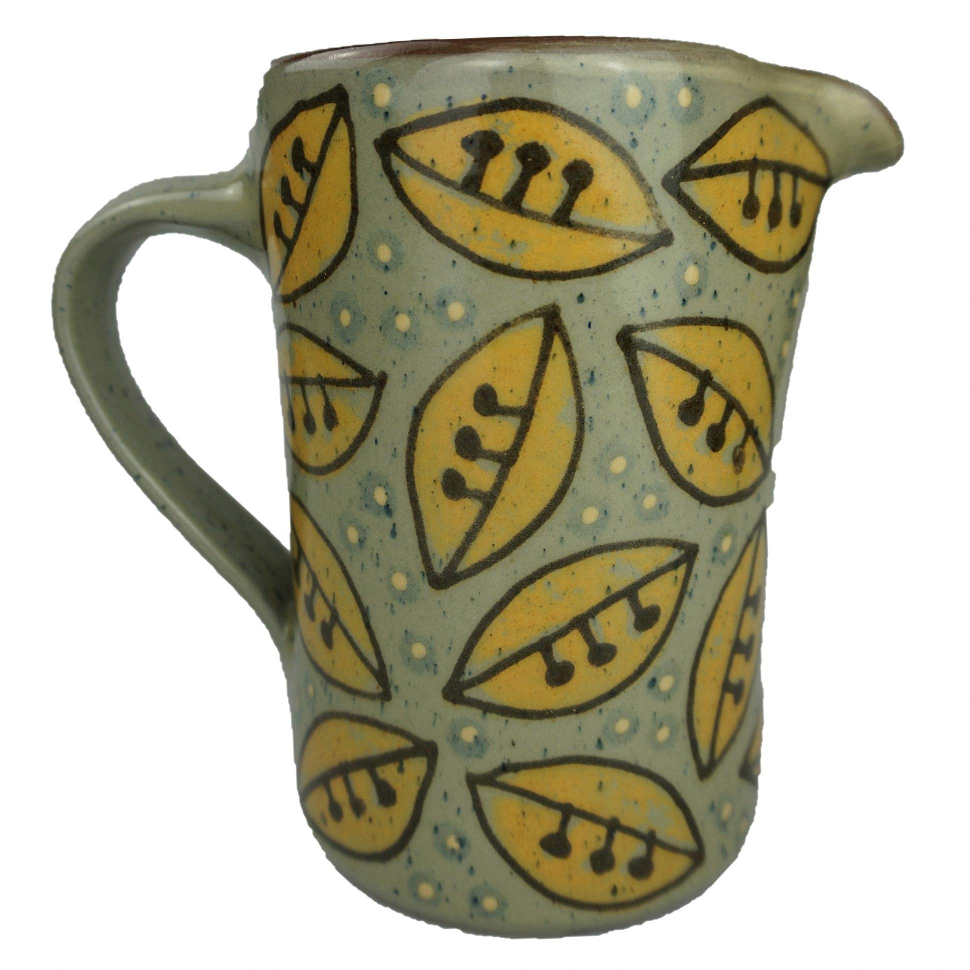 ISDD 0.75L Stoneware Milk Jug & Juice Pitcher - Handcrafted Ceramic Decorative Beverage Dispenser for Coffee, Tea, Milk - Rustic Farmhouse Kitchen Decor